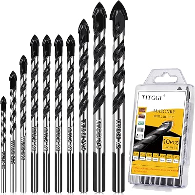 Camdios 10Pcs Tile Drill Bits Set Masonry Drill Bits 3mm-12mm