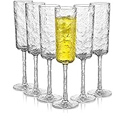 KX-WARE Classic Acrylic Champagne Flutes, 6 Oz Premium Plastic Champagne Glasses, set of 6 Clear