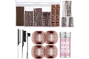 Ballet Hair Styling Kit-Invisible Bun Nets (40Pcs) & U-Pins/Bobby Pins, Elastic Ties,Hair Wax Stick and Styling Combs&Brushes