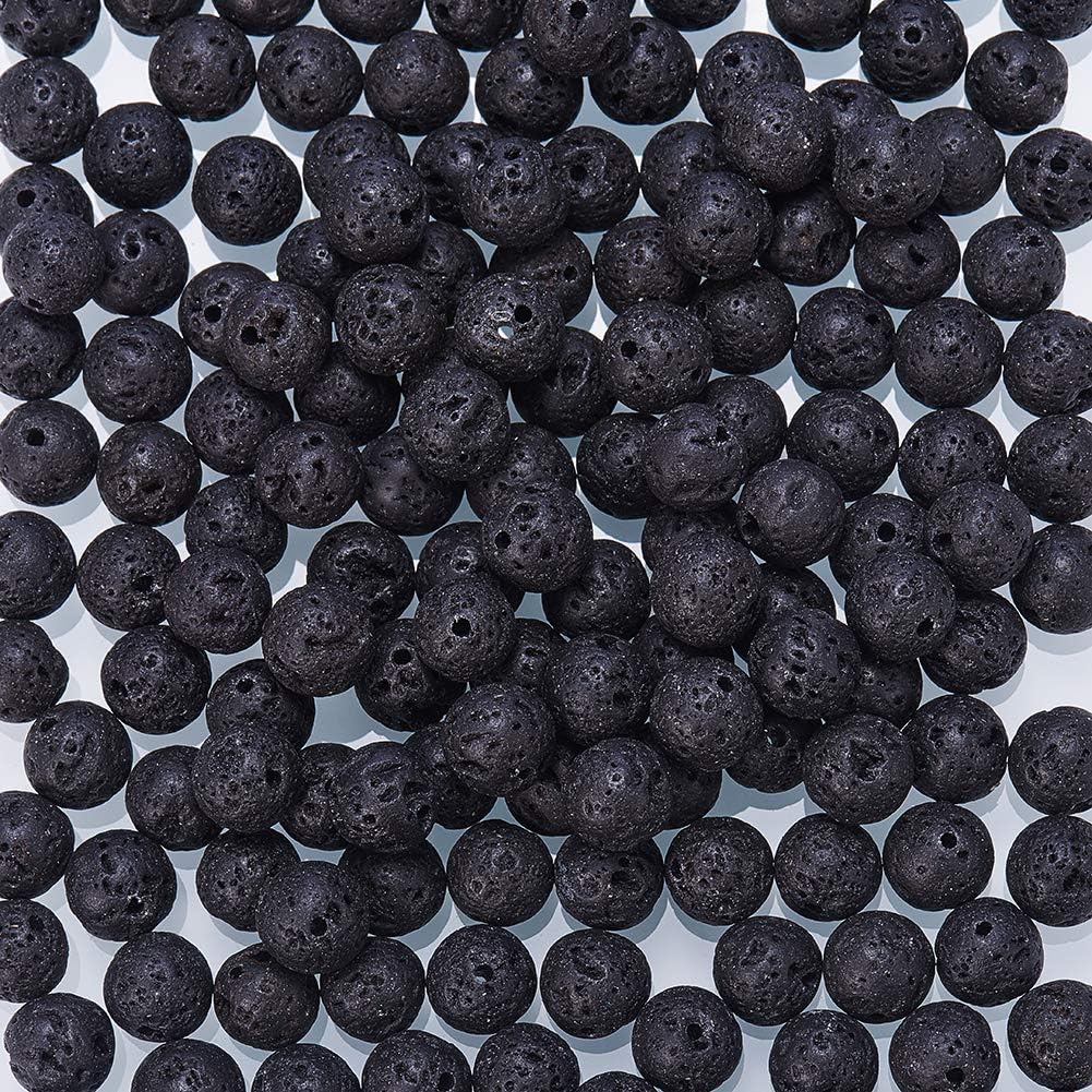 NBEADS 1 Box 180 Pcs 8mm Natural Black Lava Beads Gemstone Round Loose Beads Energy Stone Healing Power Jewelry Making - Image 5