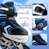 Nattork Adjustable Inline Skates for Boys Blue 4 Size 8 Wheels Light Up view 3