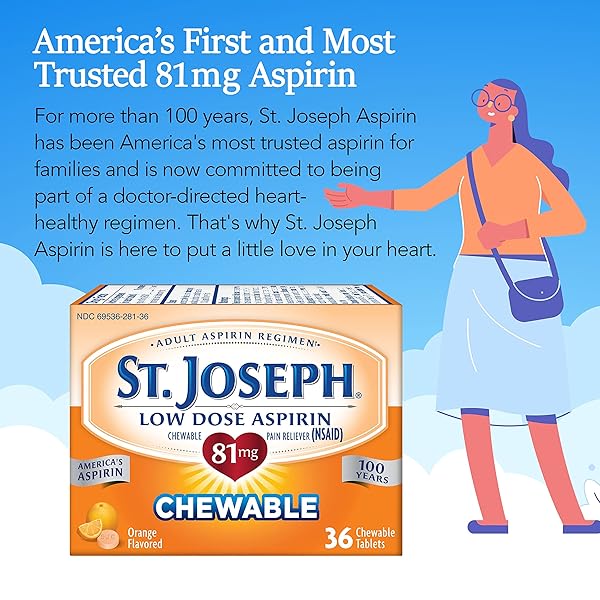 ST. JOSEPH ASPIRIN PAIN RELIEVER, CHEWABLE FLAVORED, LOW DOSE, ORANGE, 108 COUNT (69536-181-15)