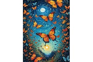 ARPADAMO Diamond Art Kits for Adults,5D Butterflies And The Starry Sky Diamond Painting DIY Diamond Art,Diamond Painting Kits for Adults,Round Full Drill Diamonds, Diamond Art Kits for Home Decor-12x16inch