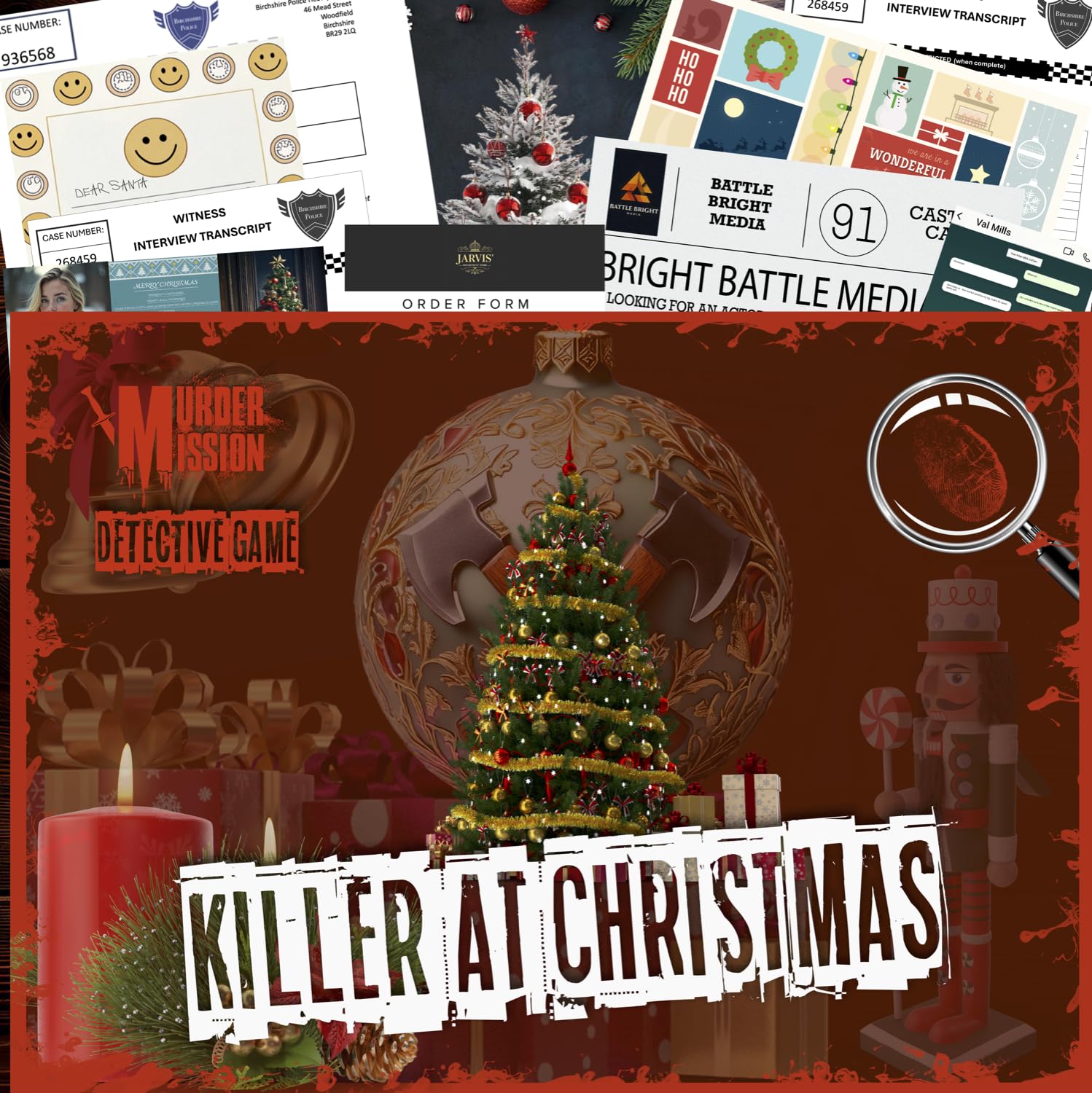 Murder Mission Killer At Christmas Mystery Detective Game - Unsolved Open Cryptic Case File - Dinner Parties Groups Couples or Solo Players