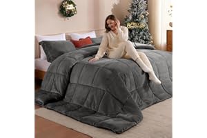 STWIENER Alaskan King Comforter Oversized King Duvet Insert 120"x132" - Plush Fluffy Heavy Winter Flannel, Extra Large Super King Size Breathable Microfiber with 8 Corner Tabs, All Seasons Warm Bedding (Grey)