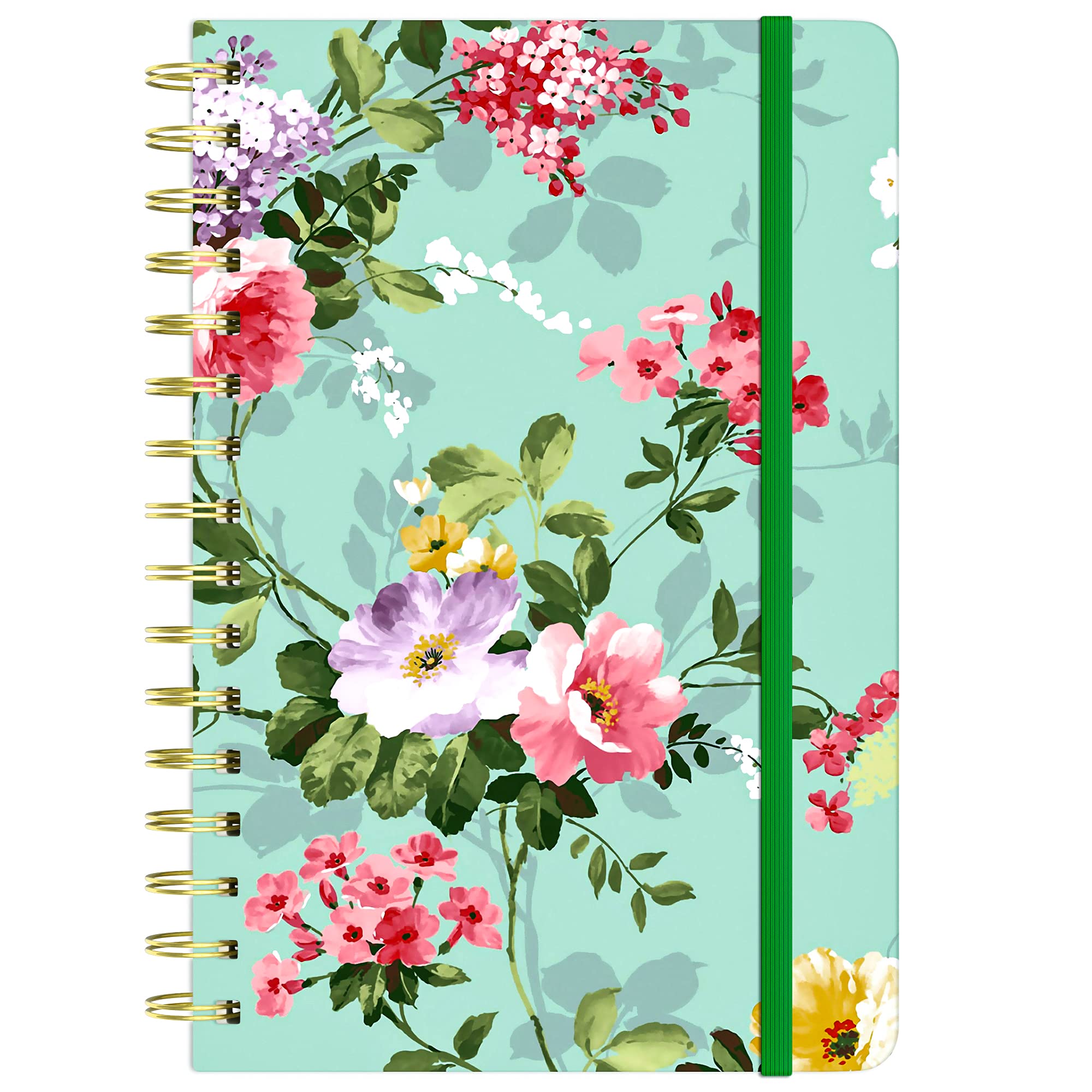Huamxe Spiral Journal Notebook, Hardcover Lined Journal for Women, 8.4 x 6 inch, 160 Pages Thick Paper,Cute Aesthetic Floral College Ruled Notebooks for Work Writing Journaling Office School, Peony — image 1