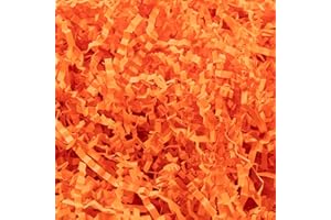 Gloreyan 1/2LB Crinkle Cut Paper Shred, Orange Raffia Paper Sherd Filler Grass for Gift Wrapping Basket Filling Birthdays Weddings Party Supply