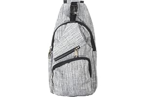 Nupouch Anti-Theft Daypack Crossbody Sling Backpack, USB Charging Connector Port, Lightweight Day Pack for Travel, Hiking, Everyday, Regular, Gray