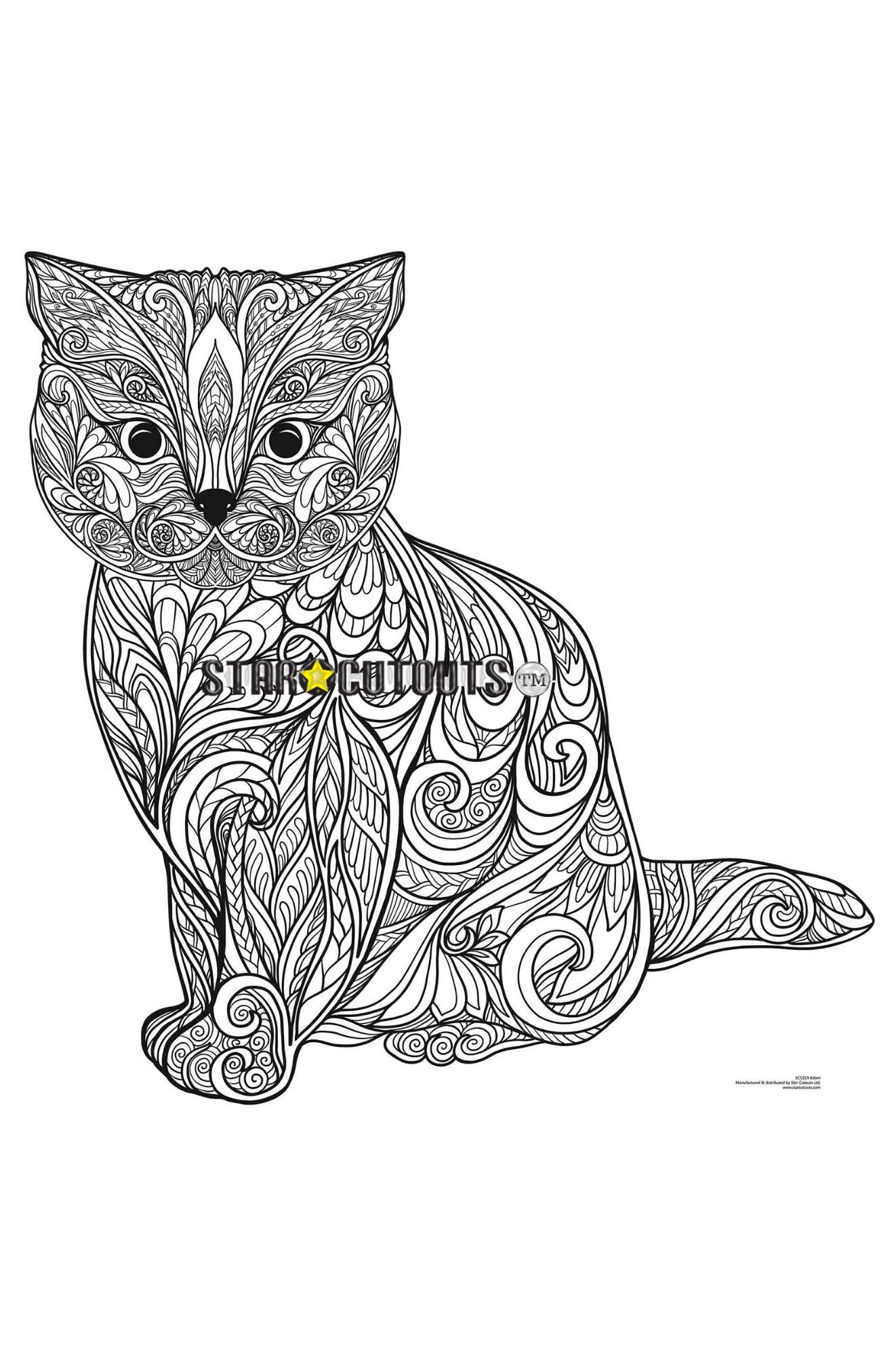 STAR CUTOUTS SCC019 Cute Kitten Relax Colour Craft & Keep Cardboard Cutout/Standee/Standup, Star, Multicolour, Regular