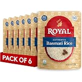 Royal Basmati White Rice - (6 Pack) 8.5 oz | Microwaveable Rice - Ready to Heat Pouch - Great with Meats, Seafood &amp; Vegetables
