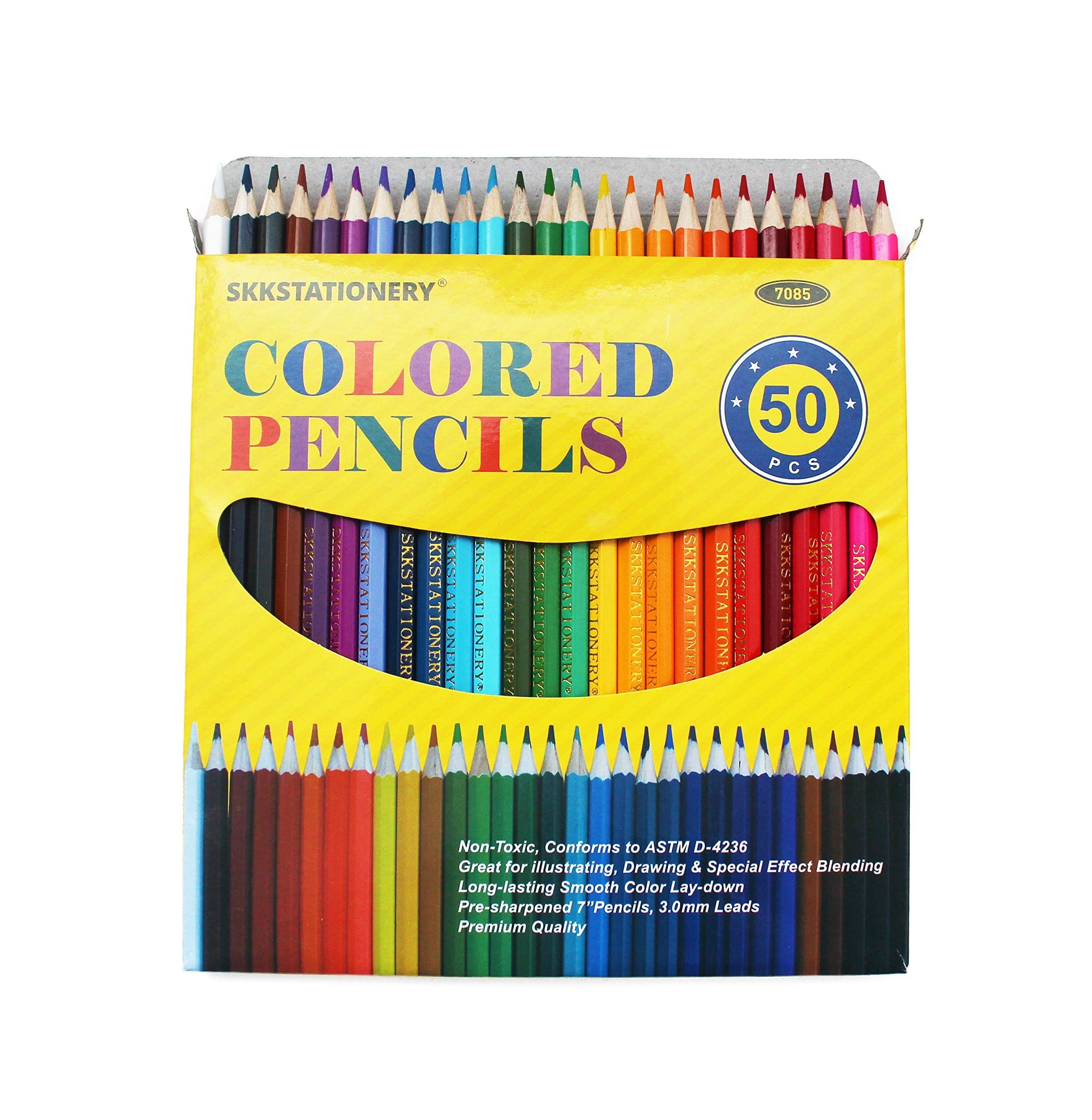 SKKSTATIONERY 50Pcs Colored Pencils,50 Vibrant Colors, Drawing Pencils for Sketch, Arts, Coloring Books, Back to school Christmas Halloween Gifts
