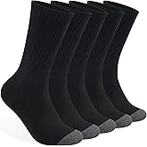 Monxiery Mens 100% Cotton Cushioned Crew Socks, Athletic Performance Moisture Wicking Work socks