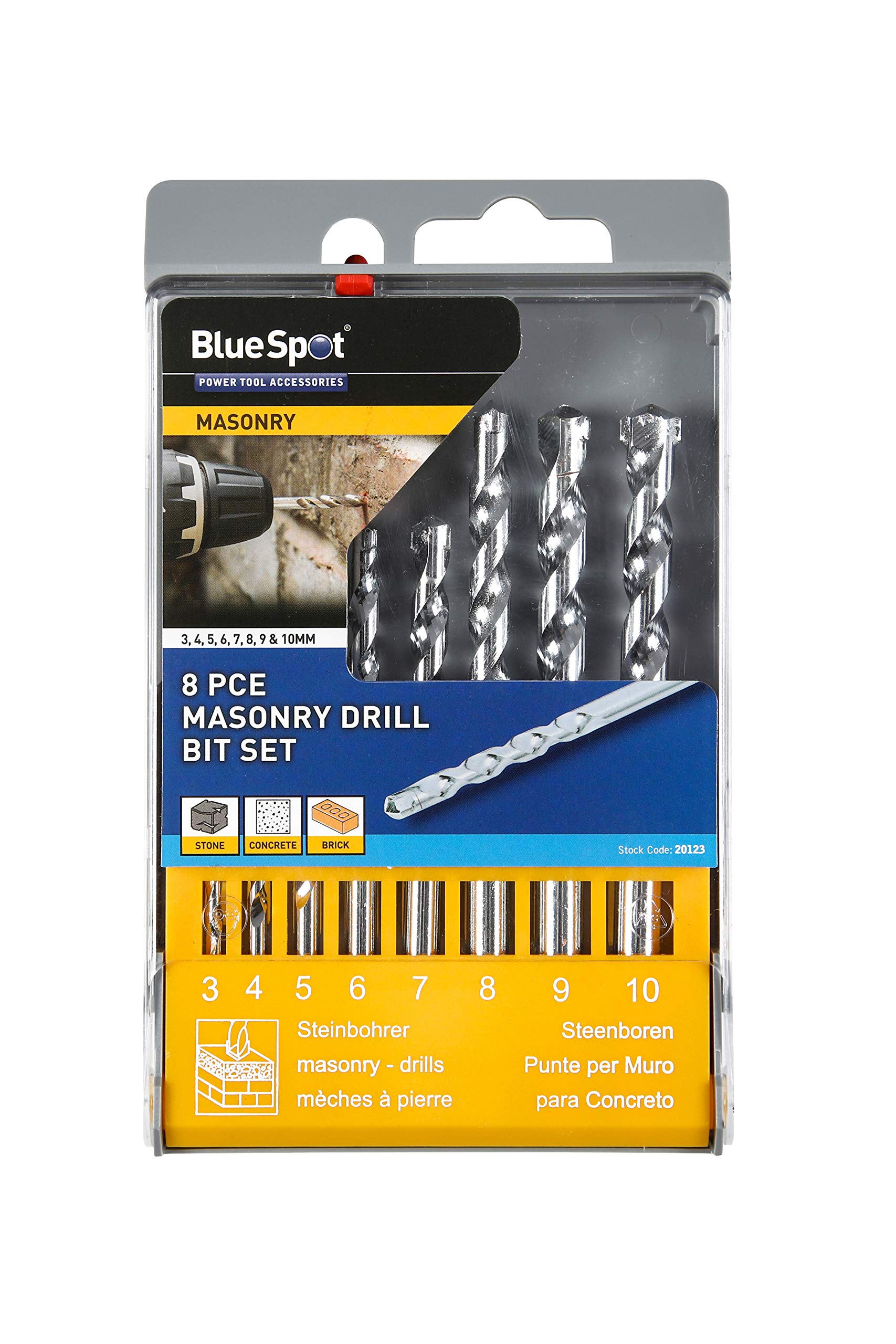BlueSpot 20123 8 PCE Masonry Drill Bit Set (3-10mm)