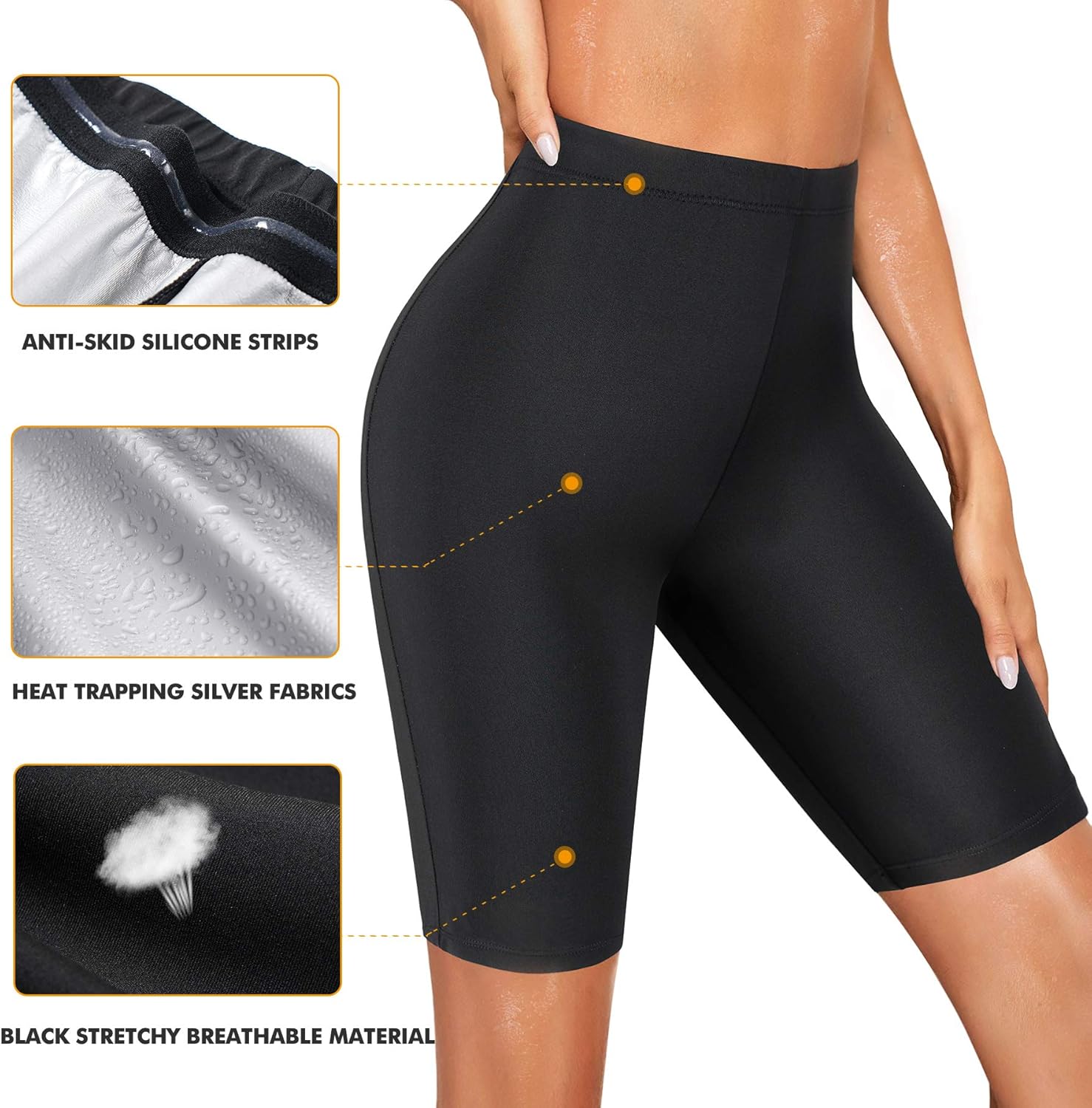 Ursexyly Women Sauna Sweat Shorts Hot Fitness Capris Pants Exercise Leggings High Waist Thermo Workout Gym Short Pants: Clothing
