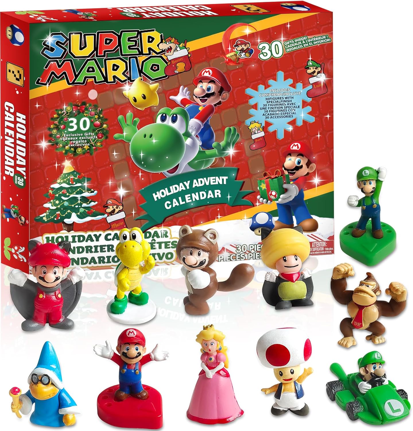Advent Calendars - Kids Holiday Advent Calendar 2023, 30 Surprise Holiday Gifts with Mario Toys, Countdown to New Year and Christmas, Mario Christmas Gifts for Kids, Mario Kids Toys for 3 4 5 6 7 8 9 Year Old