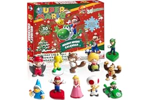 QUEENII Kids Holiday Advent Calendar 2023, 30 Surprise Holiday Gifts with Mario Toys, Countdown to New Year and Christmas, Mario Christmas Gifts for Kids, Mario Kids Toys for 3 4 5 6 7 8 9 Year Old
