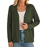 GRACE KARIN Women Cable Knit Cardigan Sweater, Chunky Button Up Sweaters, Long Sleeve Open Front Cardigan