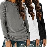 Zeagoo 3 Pack Long Sleeve Shirts for Women Casual Soft Crewneck Basic Tee Tops Fall Outfit Clothes