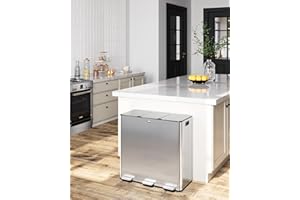 MOVECOM Kitchen Trash Can, 3 x 8 gal (3 x 30 l) Garbage Can with Lid,Stainless Steel Trash Bin with Removable Inner Buckets, 