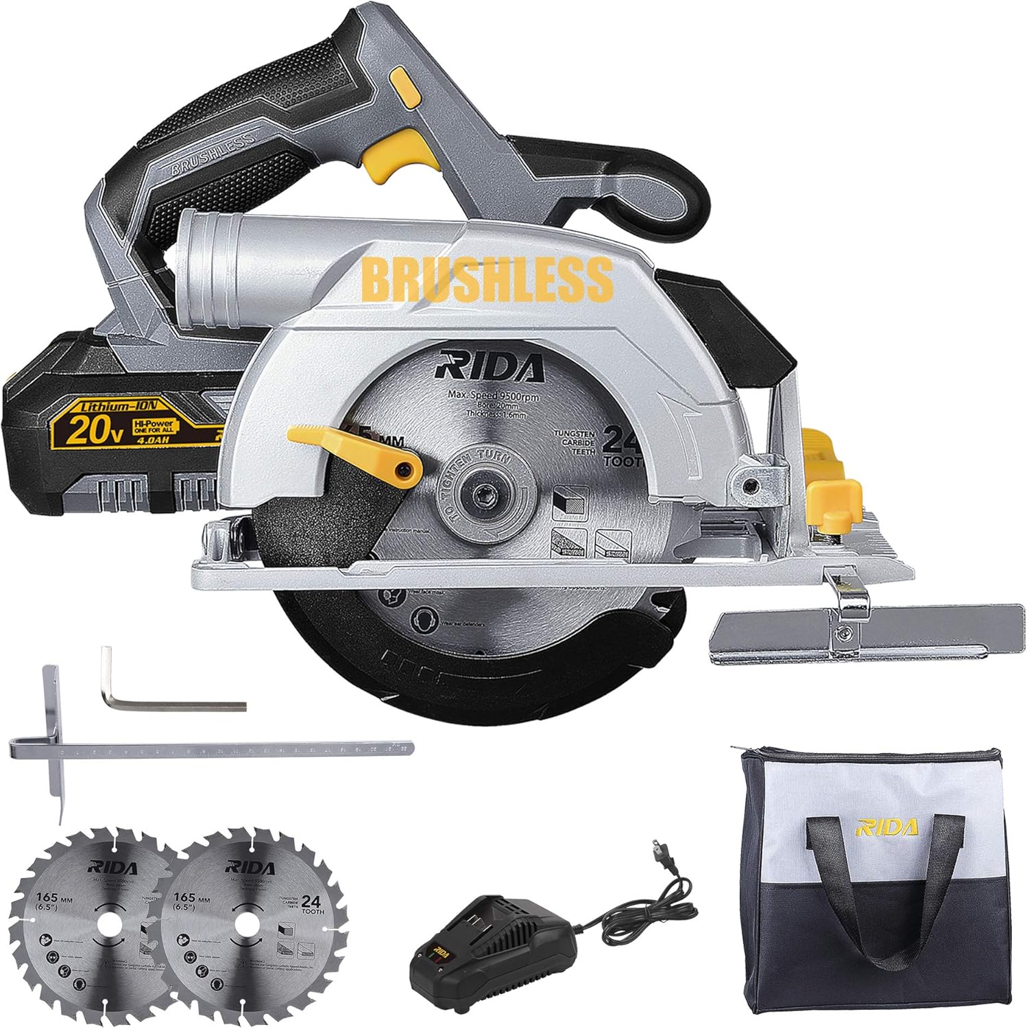RIDA 4200RPM Cordless Brushless Circular Saw with Laser Guide
