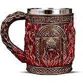 Glory Handmade Viking Mug - 20oz Valhalla Gate Beer Stein - 304 Stainless Steel Novelty Norse Mythology Cup - Medieval Celtic Pirate Tankard Decor Viking Gifts for Men Women