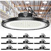ONLYLUX 10-Pack UFO LED High Bay Light 250W 37500LM, High Bay Led Shop Lights with 5ft US Plug, IP65 Waterproof, 5000K Daylight, 150LM/W Efficiency, Non-Dimmable for Warehouse/Gym/Workshop
