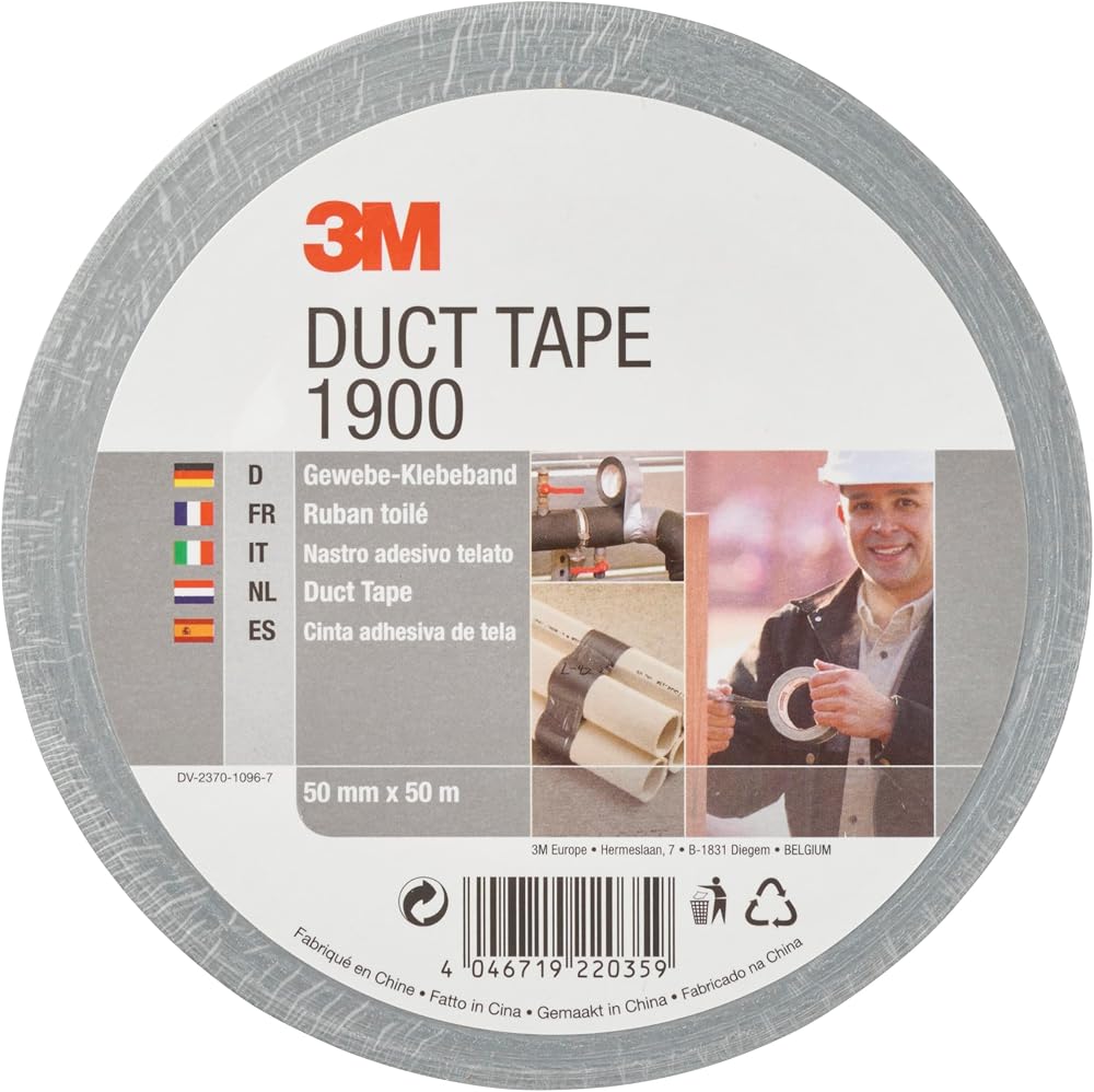 3M 1900 Duct Tape Silver Grey 50 mm x 50 m Labelling Sealing Roll