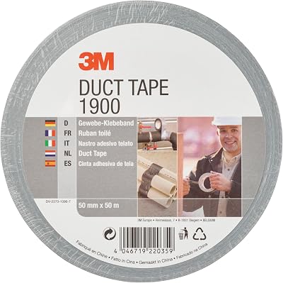 3M 1900 Duct Tape Silver Grey 50 mm x 50 m Labelling Sealing Roll