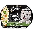 CESAR SIMPLY CRAFTED Adult Wet Dog Food Meal Topper, Chicken, Carrots & Green Beans, 1.3oz., Pack of 10