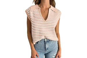 Yousify Summer Sweaters for Women 2024 V Neck Cap Sleeve Tops Sleeveless Spring Clothes Sweater Vest S-2XL
