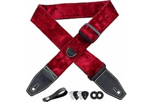 YIKOKO Guitar Strap 2" for Bass, Electric and Acoustic Guitars, Free Strap Button, Strap Locks and Guitar Picks