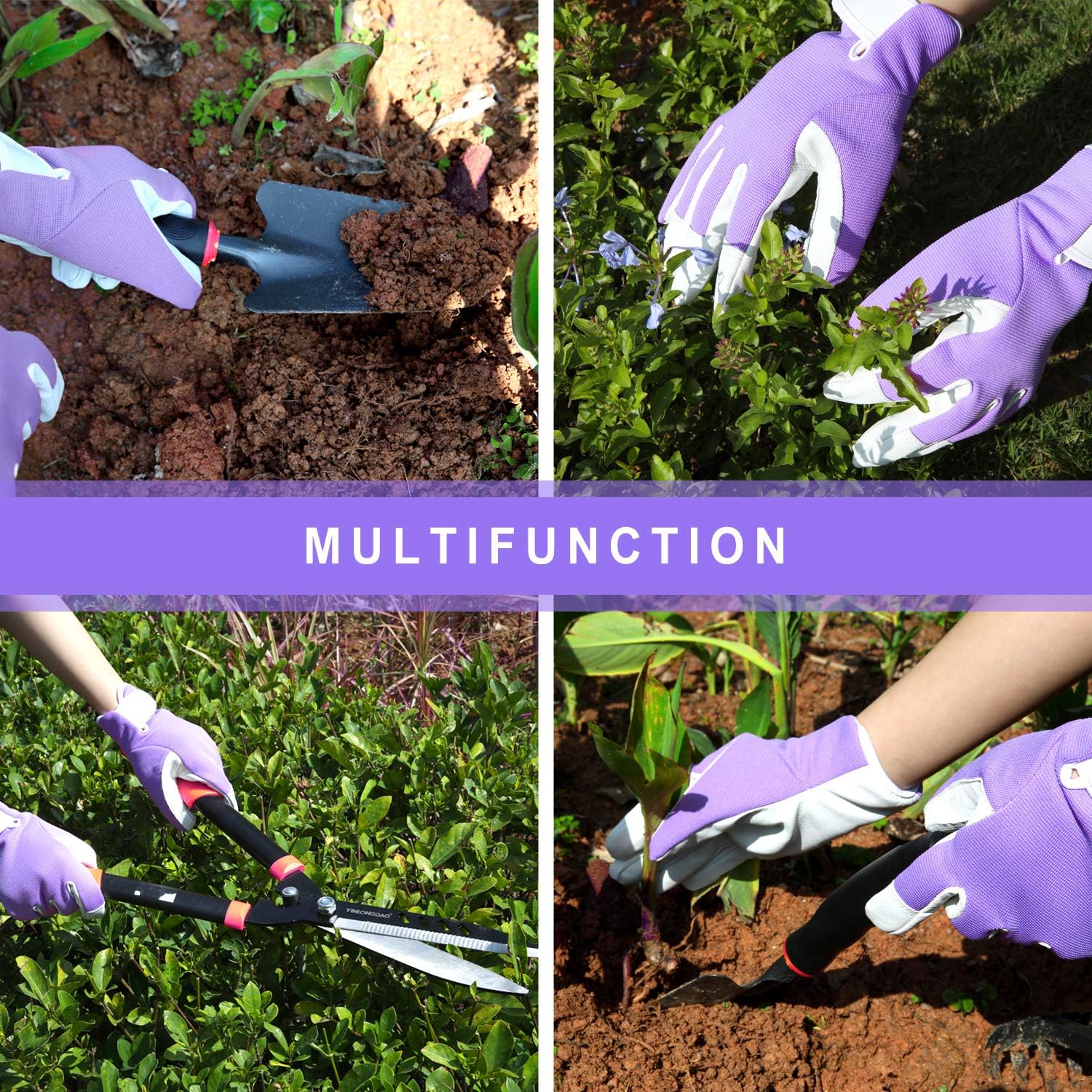 Gardening Gloves for Women - Leather Working Gloves for Womens Work Glove for Yard Gardening Weeding Digging and Pruning: Clothing