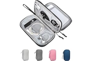 jealkip Travel Cable Organizer Double Layer with Smooth Coating Zipper,Cable Organizer Bag Electronic Accessroies Shockproof and Impact-Protective for Hard Drives,Cables,Charger,USB Card Black