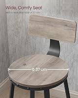 VASAGLE Bar Stools Set of 2 with Backrest 73 cm Tall Greige Black LBC026B02 view 7