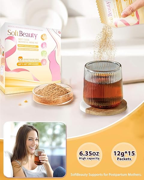 SOFTBEAUTY CLOGGED MILK DUCT RELIEF FENUGREEK DRINK MIX, PMS RELIEF SUPPORT SUPPLEMENT FOR WOMEN, MASTITIS RELIEF, BREAST ENGORGEMENT & TENDERNESS RELIEF, SOFTEN LUMPS, PMS TEA FOR FIBROCYSTIC CHANGES
