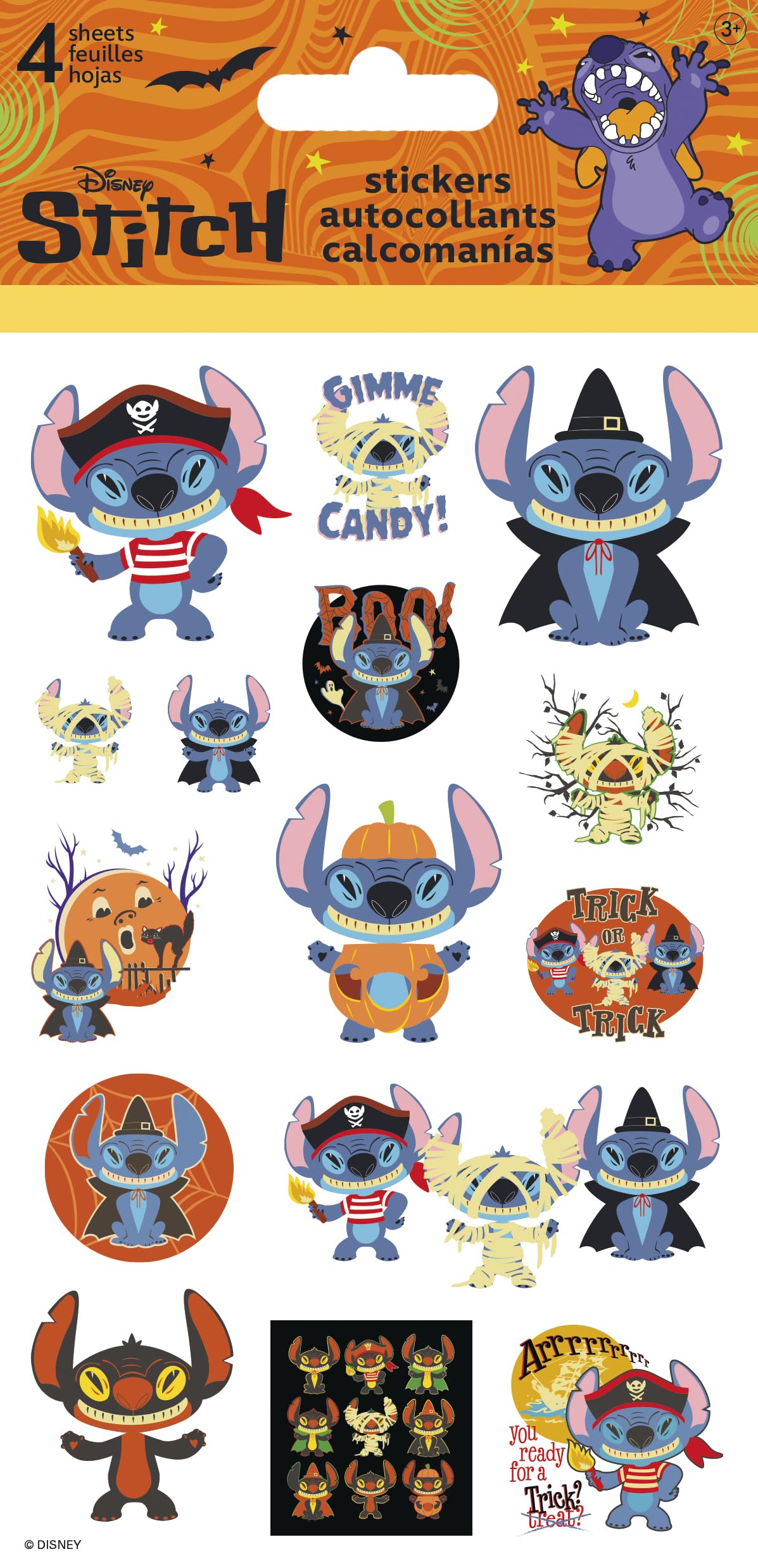 Photo 1 of Disney - Stitch Halloween - Standard 4 Sheet Stickers Standard Stickers - 4 Sheet