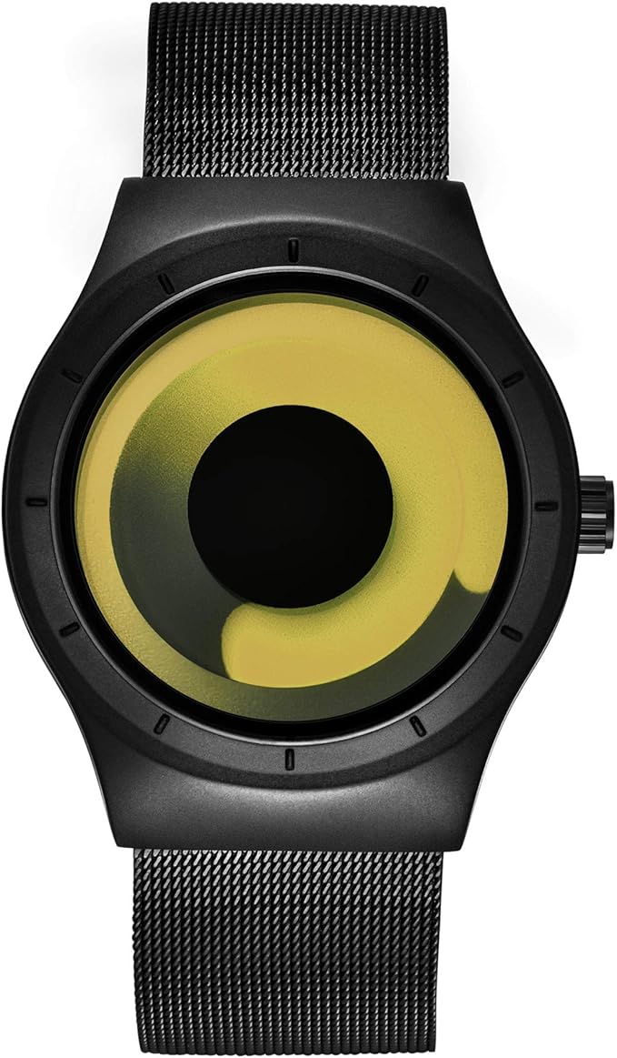 Amazon 腕時計 メンズ デザイナーズ カジュアルなビジネスファッションステンレスメッシュ防水時計 イエロー メンズ腕時計 腕時計 通販