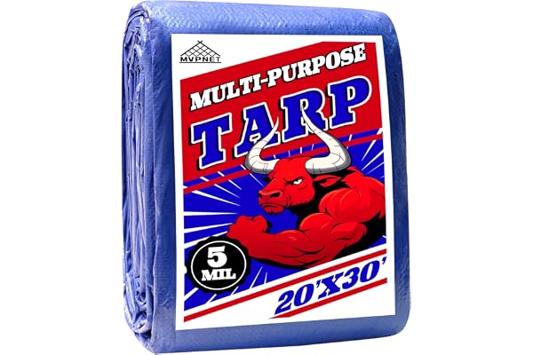 MVPNET 20x30Ft 5mil Waterproof Tarp, UV Resistant Blue Multipurpose Tarps
