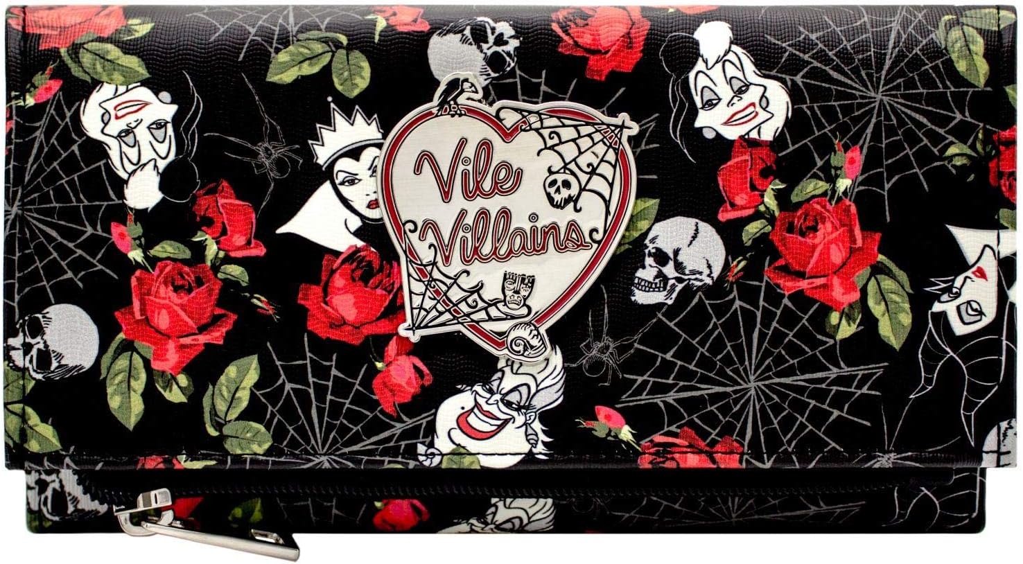 Vile Villains Cruella Ursula and Evil Queen Coin and Card Faux Leather Clutch Purse Black - Image 3