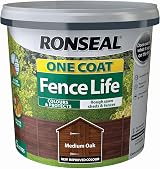 Ronseal One Coat Fence Life Medium Oak 5L Protection Colour Rough Sawn Fences view 3