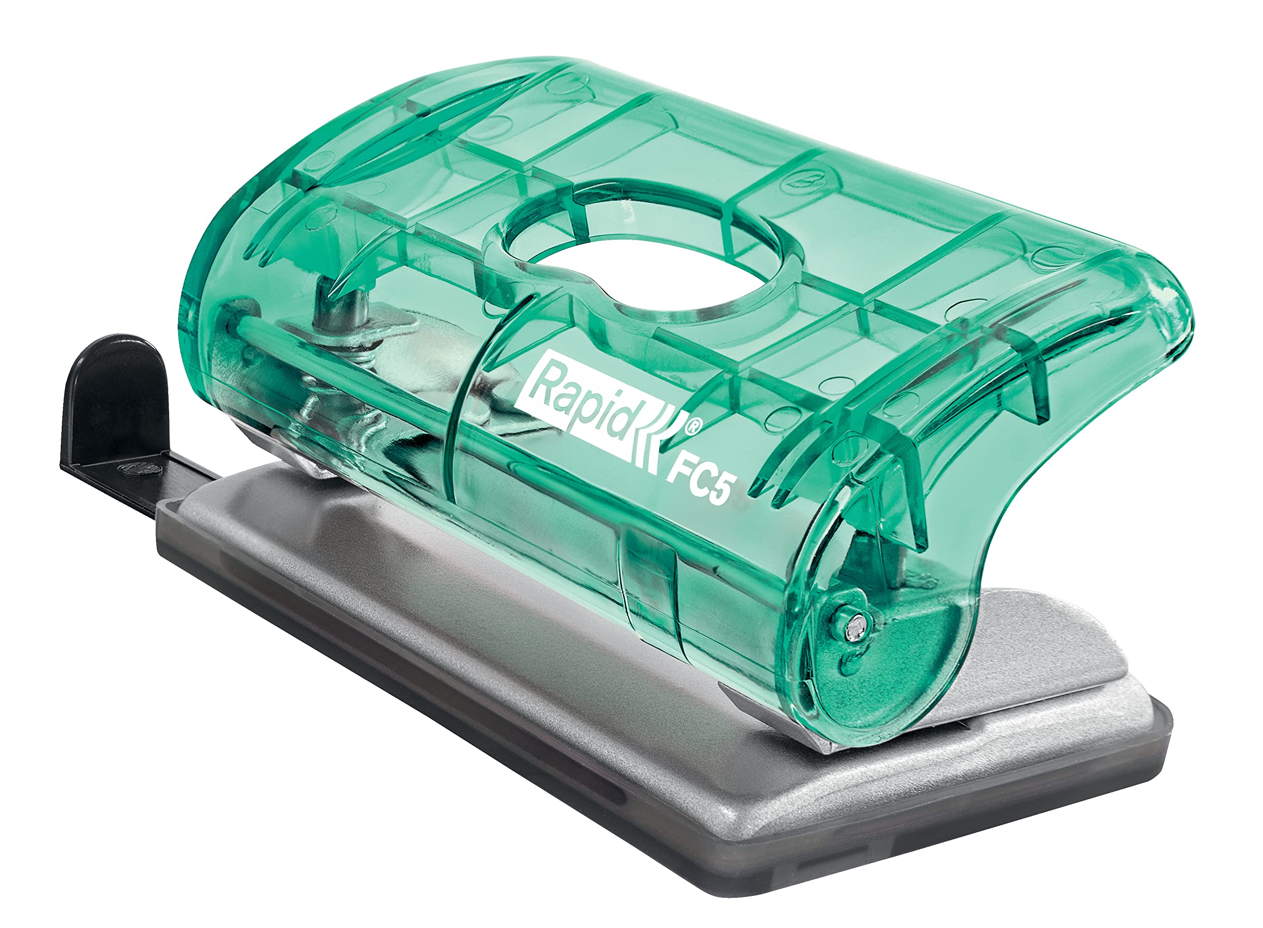 Rapid F5 Colour'Ice Mini 2 Hole Punch, Punches up to 10 Sheets, Adjustable Guide Bar, Compact Design, Green, 5001331