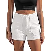 luvamia Jean Shorts for Women Trendy High Waisted Fold Hem 4 Inch Inseam Stretchy Denim Shorts Summer Casual Jorts