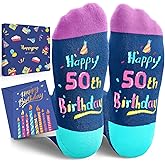 HAPPYPOP 45TH 50TH 60TH 70TH Birthday Gifts - Women Man 35 45 55 65 Year Old Socks, Bday Gifts with Cards
