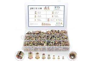 915pcs Rivet Nut Kit SAE UNC Rivet Nuts Assortment 6#-32, 8#-32, 10#-24, 1/4"-20, 5/16"-18, 3/8"-16, 1/2"-13, Zinc Plated Carbon Steel Nut Inserts Rivnuts Nutserts Kit - JROUTH