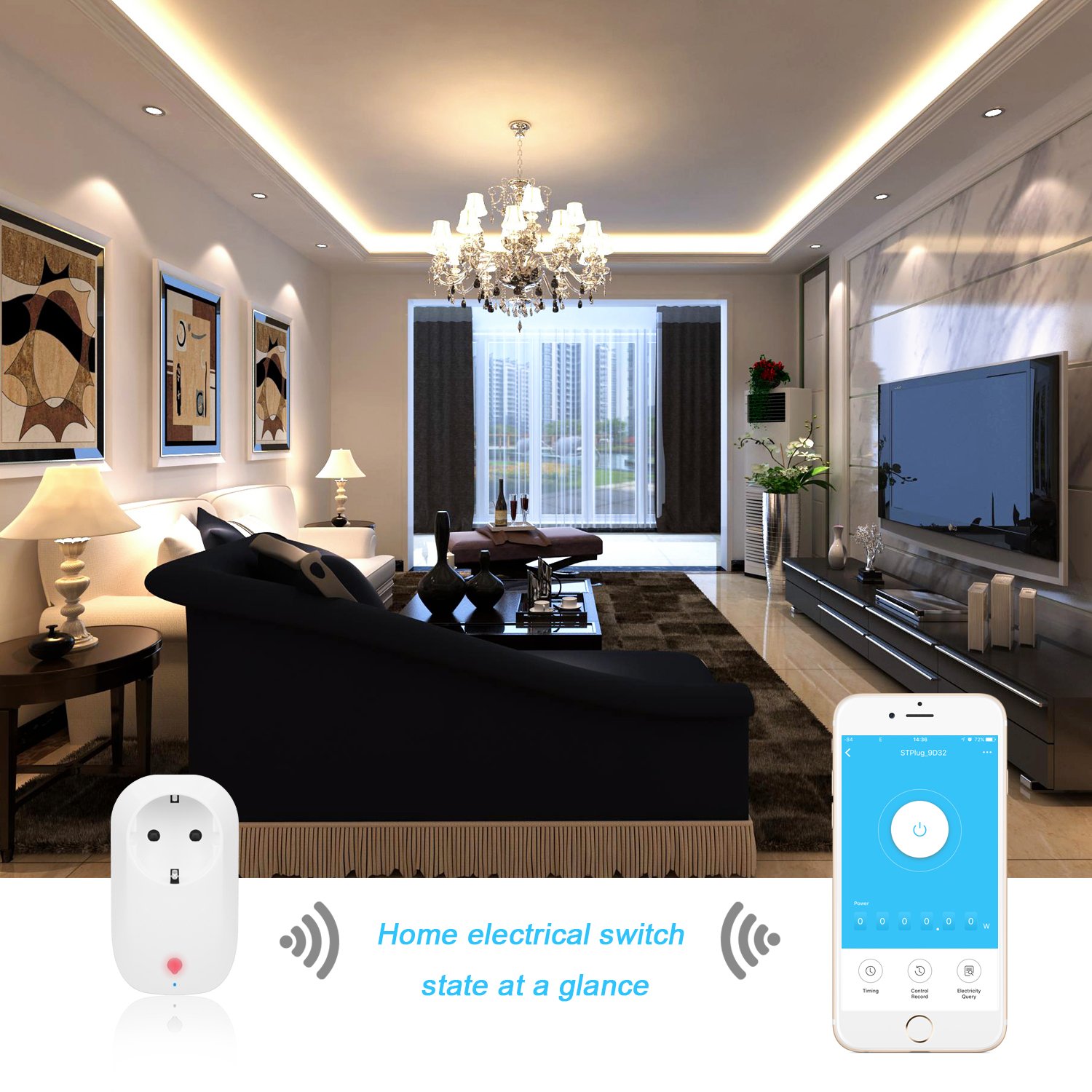WiFi Smart Steckdose, Togather 3500W WLAN Smart Plug Steckdose funktioniert mit Amazon Alexa,Fernbedienung mit App Steuerung für IOS und Android