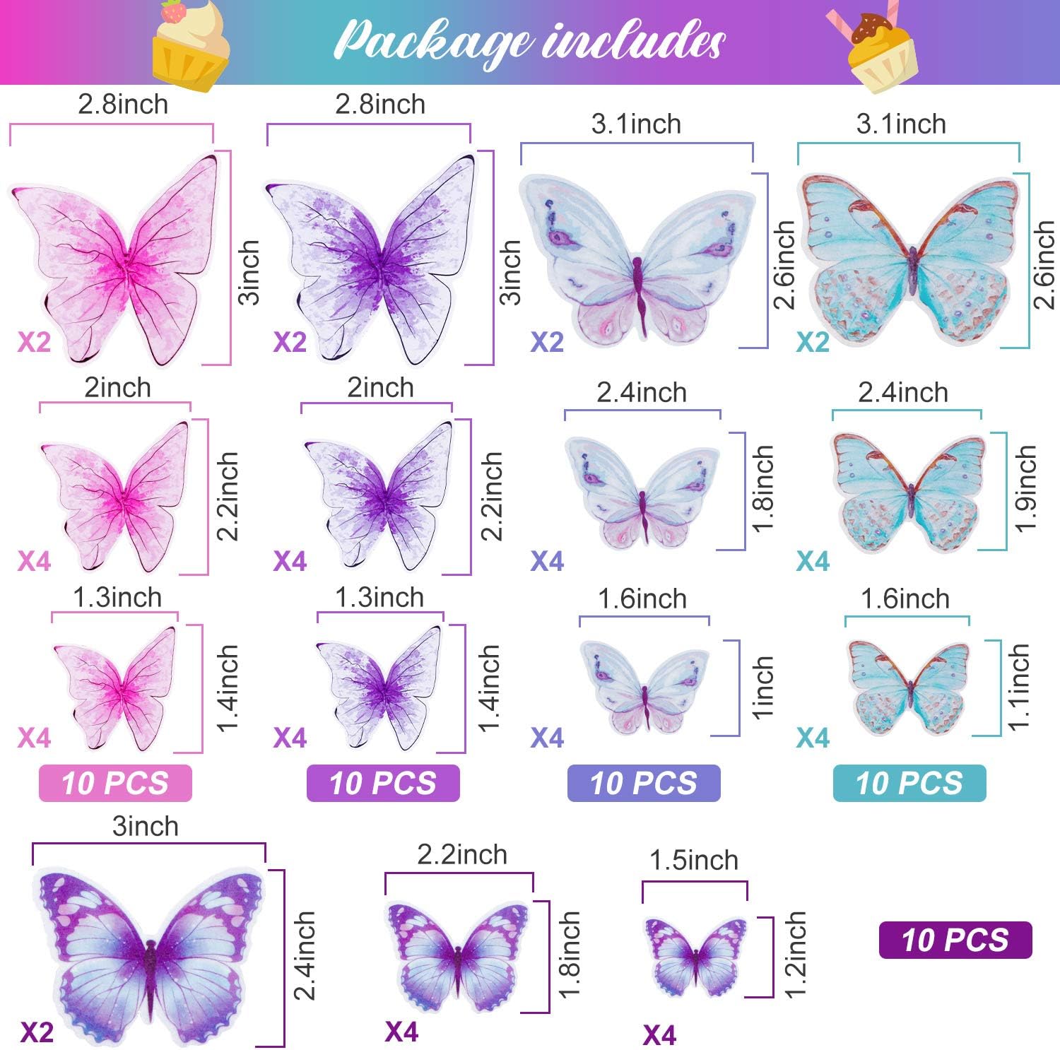 Download 3d Butterfly Cake Topper Party Cake Decorations For Girl Kid Women In Wedding Party Mixed Size Butterfly Shape Happy Birthday Flower Cake Toppers 50pcs Butterfly Cupcake Toppers Party Supplies Cake Cupcake