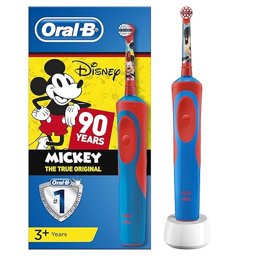 Oral-B Wiederaufladbare Elektrische Zahnbürste, für Kinder Mit Disney Mickey Figuren