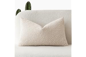 Foindtower Textured Boucle Throw Pillow Covers Accent Solid Lumbar Pillow Cases Cozy Soft Decorative Couch Cushion Case for C
