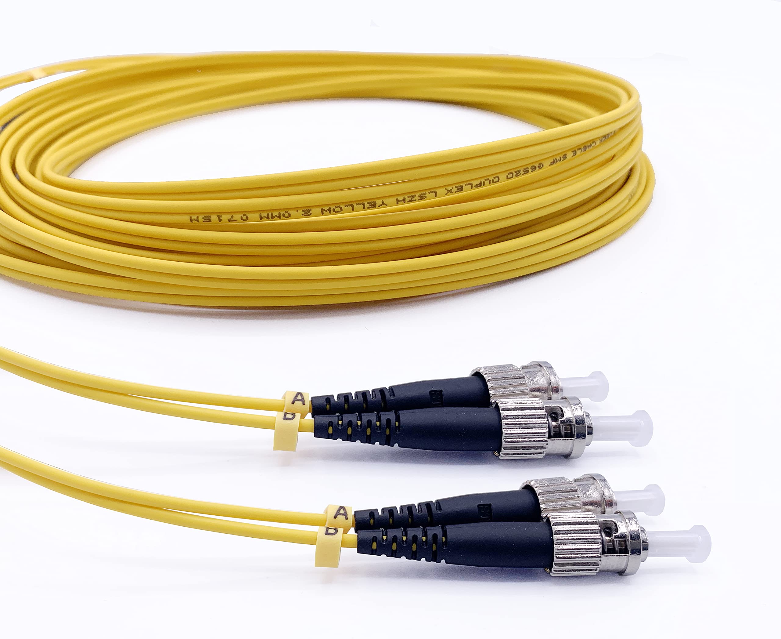Elfcam® - Fibre Optic Cable ST/UPC to ST/UPC Duplex Singlemode, Optical jumper 9/125um OS2 LSZH (15M)