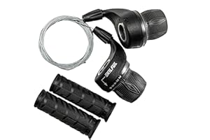 MEGHNA Bicycle 18 Speed Shifter Twist Shifter Lever 3x6 Speed Grip Shift Left and Right Shifter Mountain Bike Commuter Bike Folding Bike Gear Grip Shift with Grips(Pair)